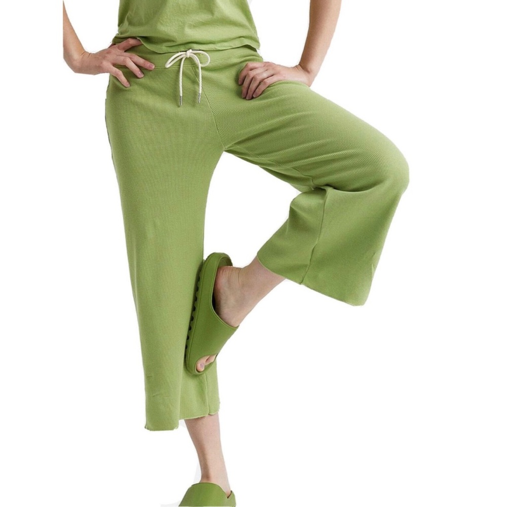 MATE the Label Thermal Wide Leg Pants in Pistachio